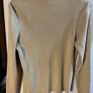 Elegant Ralph Lauren Petite Metallic Ribbed Gold Turtleneck Sweater – Size P/L